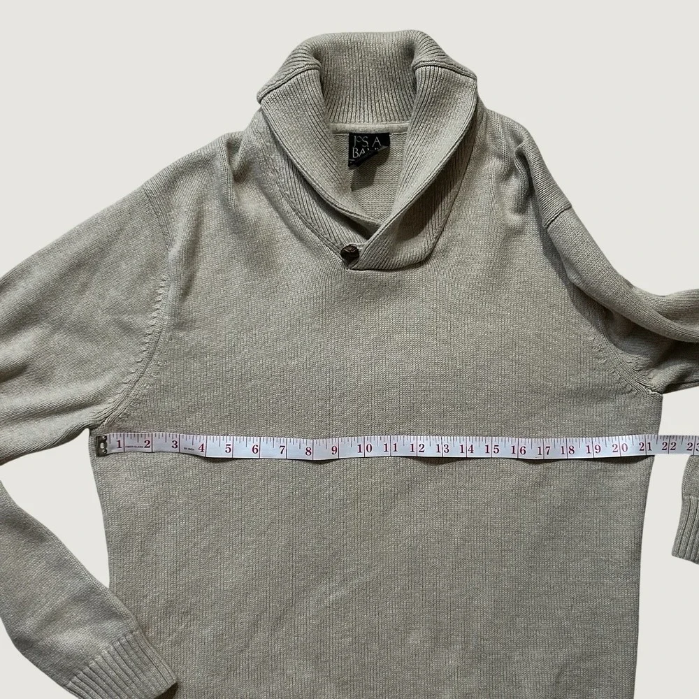 Jos. A. Bank Executive Collection Mens Beige Cotton Shawl Collar Sweater L‎ F15